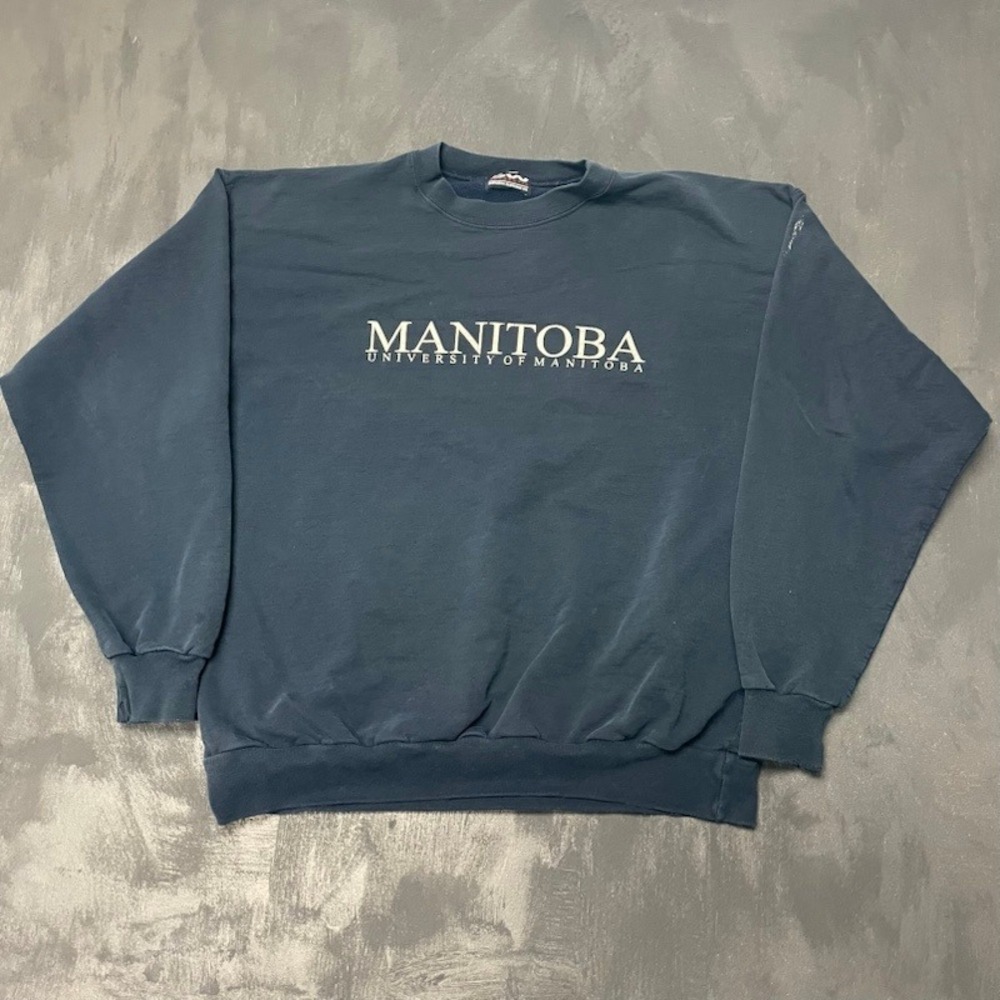 Vintage Manitoba University Sweatshirt Mens XL‎ Navy Blue 90s Dubwear
